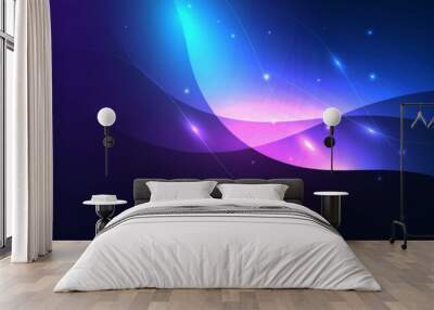 Gradient blue background with dynamic light effect.Vector illustration.	 Wall mural