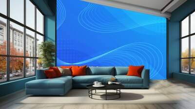 Gradient blue background with wavy lines. Modern banner template vector. Wall mural