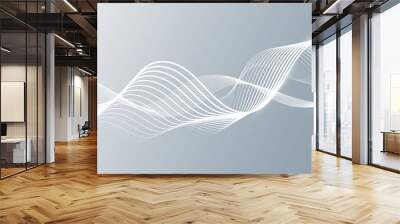 Gray and white abstract background with flowing particles. Digital future technology concept. vector illustration.	
 Wall mural