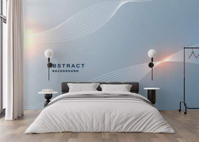 Grey abstract background with flowing particles. Digital future technology concept. vector illustration.
 Wall mural