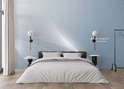 Grey white abstract background with flowing particles. Digital future technology concept. vector illustration.
 Wall mural