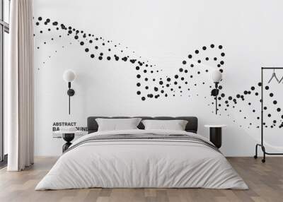 Grey white abstract background with flowing particles. Digital future technology concept. vector illustration.	
 Wall mural