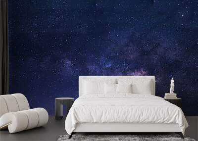 Panorama view universe space and milky way galaxy with stars on night sky background. Wall mural