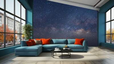 Panorama view universe space and milky way galaxy with stars on night sky background. Wall mural