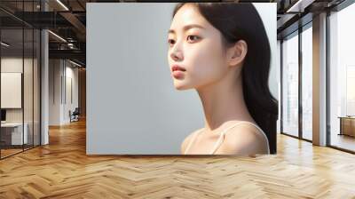 Portrait of beautiful young aisan woman. beauty fresh skin, wellness or cosmetic concept. Generative ai Wall mural