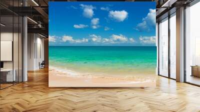 Stunning beautiful sea landscape beach with turquoise water. Beautiful Sand beach with turquoise water. Beautiful tropical beach with blue sky and white clouds. Wall mural