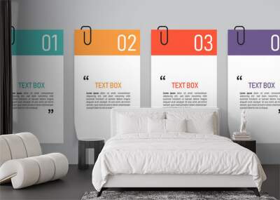 Text box design with note papers. Wall mural