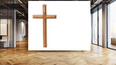 The cross standing on white background. Cross on a backdrop.The cross symbol for Jesus christ. Christianity, religious, faith, Jesus or belief. Wall mural