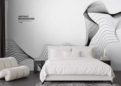 White abstract background with flowing lines. Digital future technology concept. vector illustration.	
 Wall mural