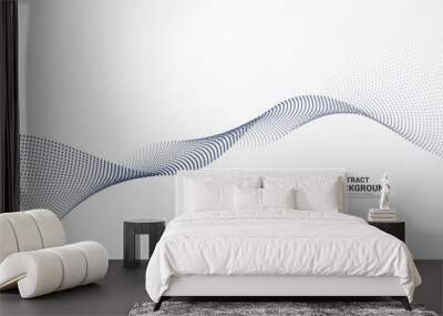 White abstract background with flowing particles. Digital future technology concept. vector illustration.	
 Wall mural