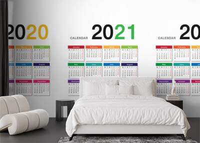 Year 2021 and Year 2022 calendar horizontal vector design template, simple and clean design. Calendar for 2021 and 2022 on White Background for organization and business. Week Starts Monday. Wall mural