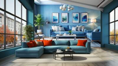 Incorporate soothing shades of blue in your interior design to craft serene living spaces, promoting tranquility and Wall mural