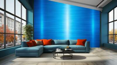 Vibrant blue metallic background with subtle gradient and slight brushed texture, ideal for technology, corporate, or futuristic themed design projects and visual elements. Wall mural