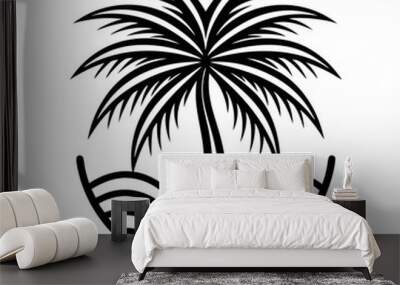 a minimalist palm tree logo in line art Wall mural