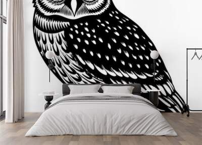 Burrowing Owl silhouette vector illustration white background  Wall mural