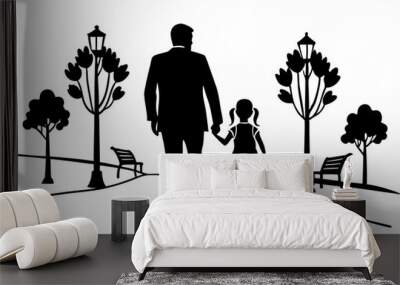 family walking in park Wall mural