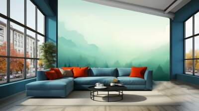 A serene gradient background, starting with gentle pastel greens and blending into rich emerald tones, inviting imagination and creativity to flourish. Wall mural