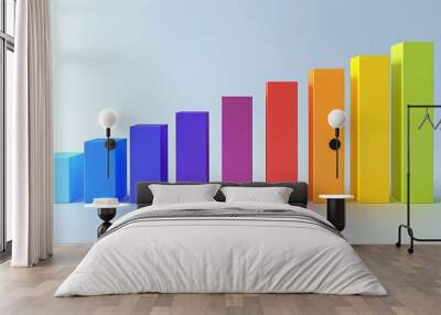 Clean and modern side view of a simple solid color bar graph, conveying data with boldness and clarity. Wall mural