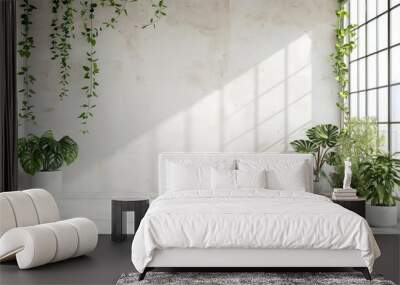 bright room with plants, modern industrial, isolated on white. Wall mural