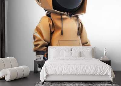 PNG of 3D low poly mobile game character, with hoodie, standing on a white background The cartoon figure has a robotic head with a display face, in the style of Stylize Wall mural