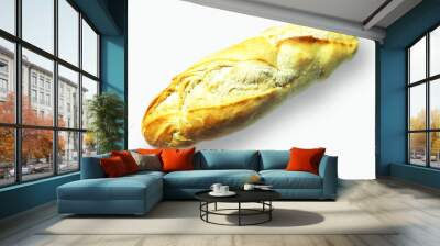 Fresh tasty bread French baguette on white background.  Wall mural