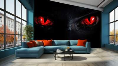 These hauntingly bright red eyes stand out starkly against the dark background, creating a chilling effect that draws attention and sparks intrigue. Wall mural