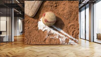 red clay baseball field and various views of the baseball home plate Wall mural