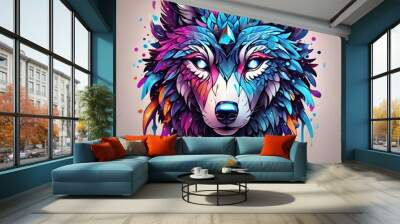 wolf head nebulosa galaxy illustration Wall mural