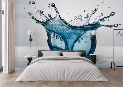 Rounded splash of blue water isolated on white background Wall mural