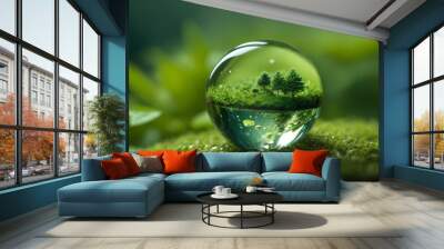 water drops on green grass Wall mural