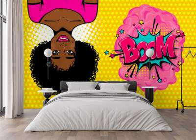 Black african-american young girl pop art Wall mural