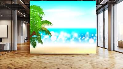 Summer time seashore palm landscape Wall mural