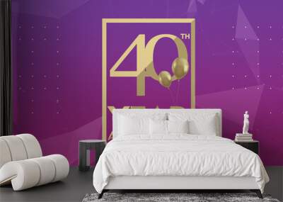 40 th year anniversary gold typography logo	 Wall mural