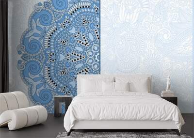 blue colour floral round pattern Wall mural