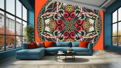 decorative design of circle dish template, round geometric patte Wall mural