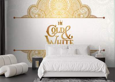 elegant floral ornamental background with inscription Gold and W Wall mural