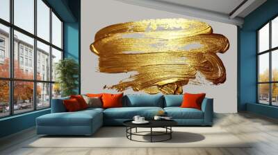 realistic hand drawing golden brush stroke paint spot Wall mural