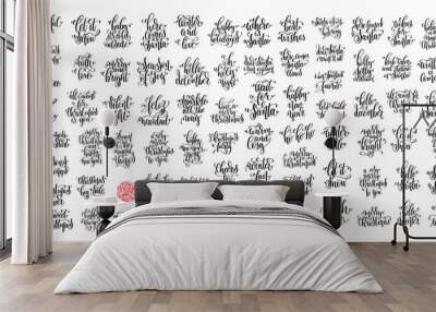 set of 100 black ink christmas and happy new year celebration Wall mural