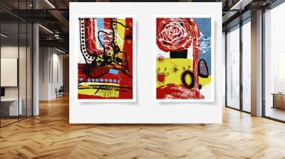 set of four pieces blank A4 sheet contemporary abstract painting Wall mural