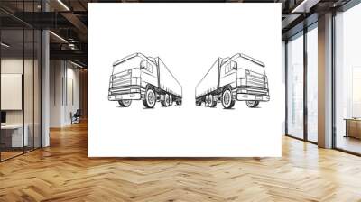 two Logistics top view truck is transporting on the road  Wall mural