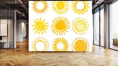 doodle sun collection for summer design. vector illustration Wall mural