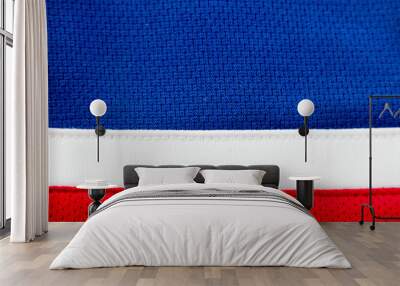 blue jersey fabric with white and red lines Wall mural