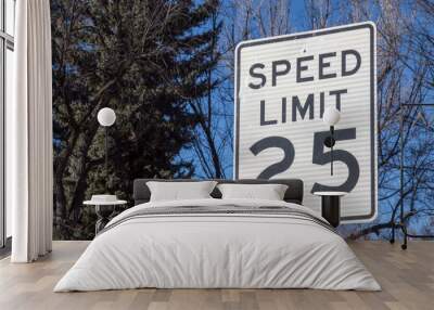 Speed limit 25 sign against trees Wall mural