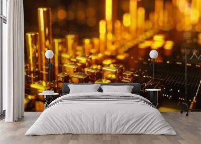 trade money economy exchange graph profit or wealth currency banking golden bar analysis rate concept Wall mural