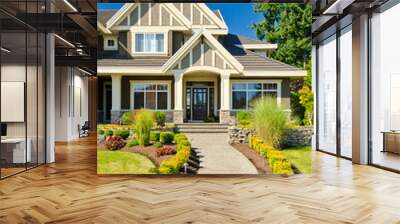 A nice entrance of a luxury house over blue sky and outdoor landscape Wall mural