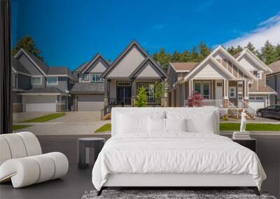 A perfect neighbourhood. Houses in suburb at Summer in the north America. Luxury houses with nice landscape. Wall mural