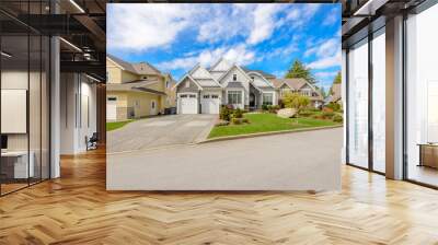 A perfect neighbourhood. Houses in suburb at Summer in the north America. Wall mural