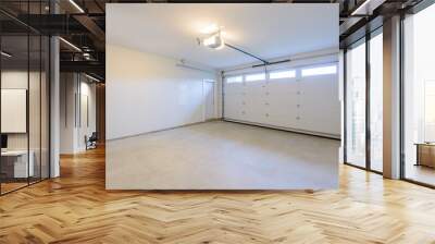 An empty garage with door and windows. Wall mural