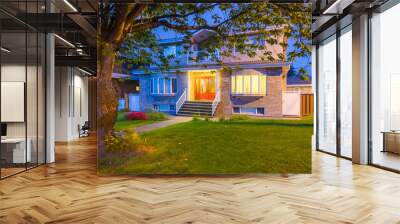 Luxury house at night in Vancouver, Canada. Wall mural