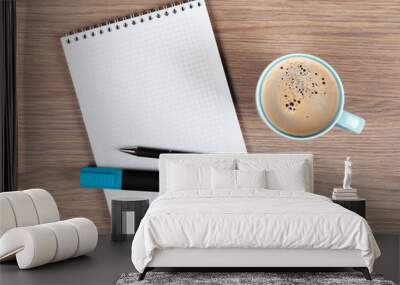 Blank notepad and coffee cup Wall mural